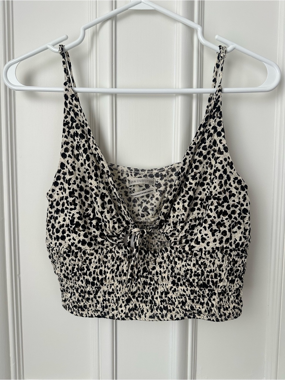 Urban Outfitters Black and Cream Leopard Print Crop Tank